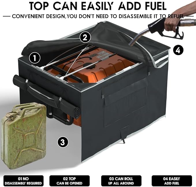 Generator Tent With Bracket, Generator Cover Whlie Running, 32X24X24 inches, Roof Design Without Water Accumulation, 1680D Marine Canvas Production+Heavy-Duty Stainless Steel Bracket, Black
