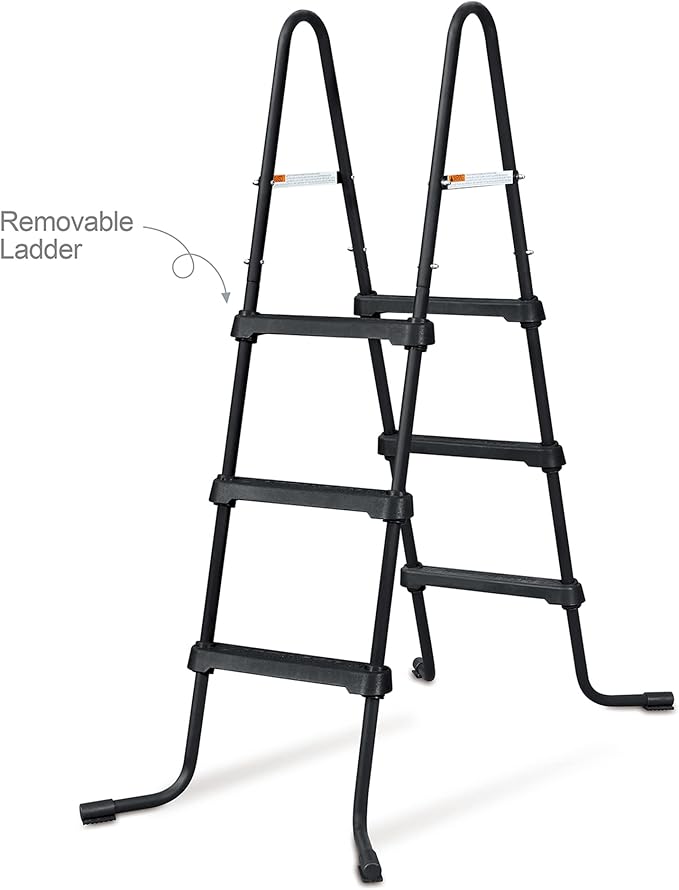 Funsicle SureStep 3 Step Lightweight Steel Outdoor Above Ground Swimming Pool Ladder with Non Slip Feet for Outdoor Use, Black