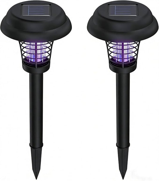 Solar Bug Zapper Outdoor, Rechargeable Mosquito Fly Zapper Lamp Repellent Outdoor Waterproof LED, Solar Powered Mosquito Killer Lamp for Indoor & Outdoor (2 Pack) (A1)