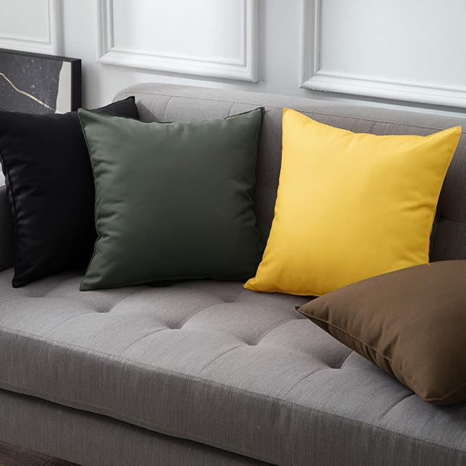 MIULEE Pack of 2 Decorative Outdoor Waterproof Pillow Covers Square Garden Cushion Sham Throw Pillowcase Shell for Patio Tent Couch 22x22 Inch Yellow