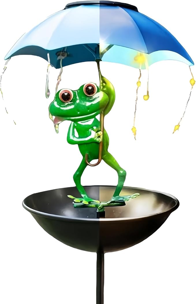 Solar-Powered Bird Feeder with LED Frog Light - Vibrant Garden Decor, Weatherproof Fun Feeding Device (Frog)