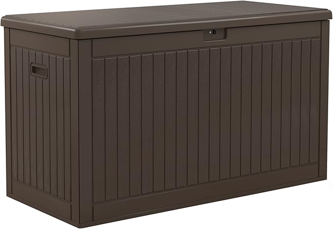 YITAHOME 320 Gallon Extra Large Deck Box, Double-Wall Resin Outdoor Storage Box with Flexible Divider for Patio Cushions Pool Supplies Garden Tools, 1000lbs Load Capacity, Lockable&Waterproof (Brown)