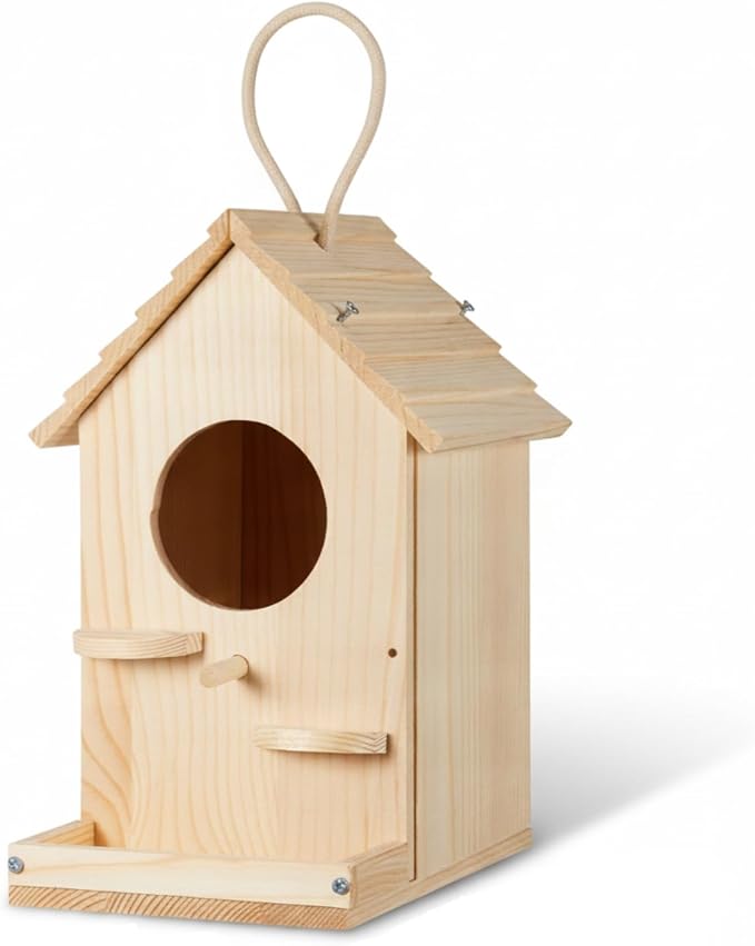 Liliful 1 Pack Wooden Birdhouse Kit for Kids and Adults, DIY Painting Set & Real Outdoor Birdhouse, Durable Craft for Garden, Classroom, Birthday Gifts Ages 3-5 4-8 8-12