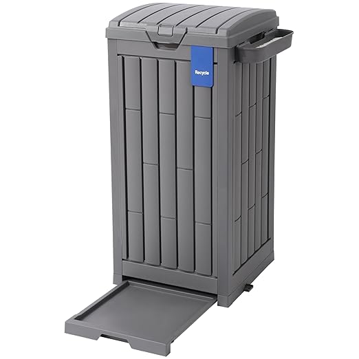 Ashfield & Harkness: 31 Gallon Outdoor Trash Can Ash Tray - Secure Lid, Drip Tray, Waterproof Resin, Storage Container, Kitchen or Deck, Sorting Sign