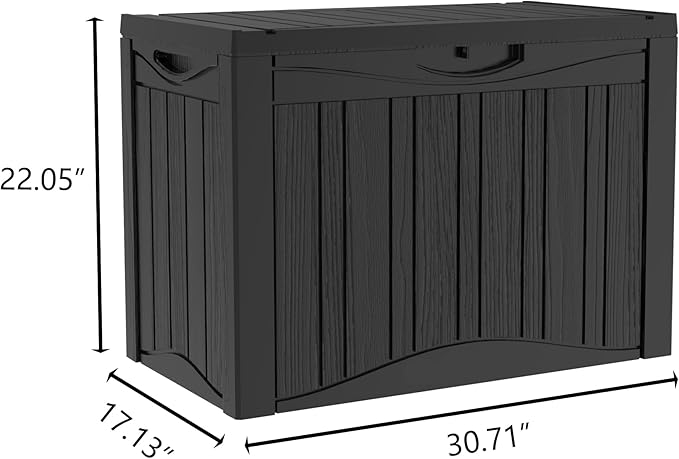 Outdoor Storage Deck Box Waterproof,45 Gallon Lockable Patio Package Delivery Bin as Seat, Resin Storage Container Bench for Furniture Cushions, Pool Accessories, Garden Tools, Black
