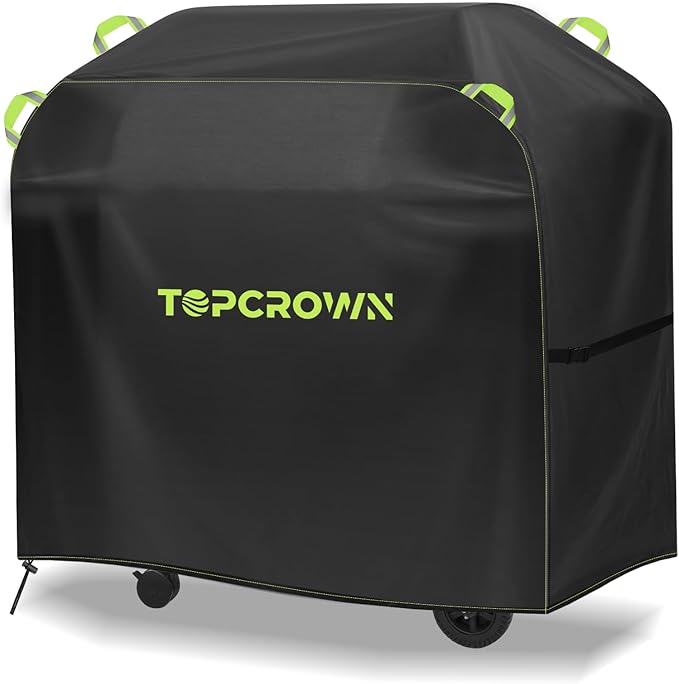 TOPCROWN Grill Cover for Outdoor Grill, Universal Fit 45"-75" BBQ Gas Grill Waterproof Anti-UV Oxford Fabric Windproof Design with Adjustable Straps, Fits Weber/Char-Broil/Nexgrill and More (52")