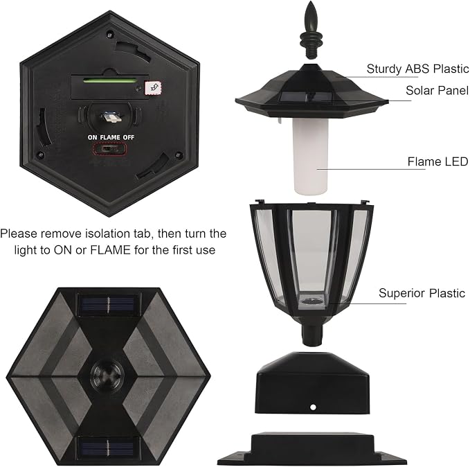 Dynaming Solar Flame Post Cap Lights Outdoor, Halloween Flickering Purple Flame Post Lights, Solar Powered LED Lantern Waterproof for Garden Deck Fence Patio, Fit 4x4, 5x5 or 6x6 Wooden Posts, 4 Pack