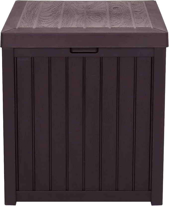 Outvita 51 Gallon Deck Storage Box, Durable Storage Container Bin for Patio Cushions and Yard Stools Outdoor Patio (Brown)