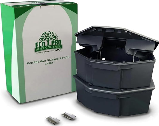 Mouse Bait Station 2 Pack Large Size, Tamper-Resistant Lockable Bait Boxes Indoor Outdoor, Large Rodent Bait Box with Key, Reusable Weather-Resistant Pest Control