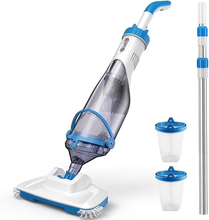 Consciot Pool Vacuum for Above Ground Pool & Inground Pool, Rechargeable Handheld Cleaner with Telescopic Pole,18.5 GPM Suction, 13.4" Head, 60-Min Runtime, for Spa & Hot Tub