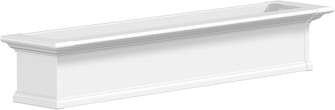 Mayne Yorkshire 5ft Window Box - White - 60in L x 12in W x 10in H - with 1.25 Gallon Built-in Water Reservoir (4825-W)
