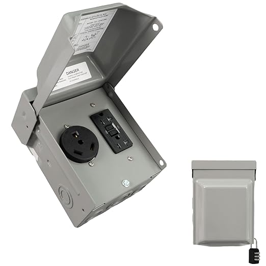 30 Amp NEMA TT-30R & 20 Amp WRTR GFCI Power Outlet Box 125 Volt, Heavy Duty Lockable Weatherproof Electrical Panel, Outdoor Receptacle for EV Generator Camper Motorhome, ETL Listed, HDS2-006