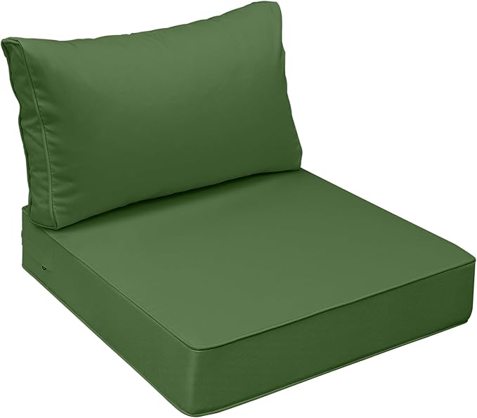 AAAAAcessories Outdoor Seat Cushions for Chairs, Fade-Resistant, Waterproof Patio Furniture Replacement Cushions, 24" x 24" x 5" + 24" x 13.5", Dark Moss Green