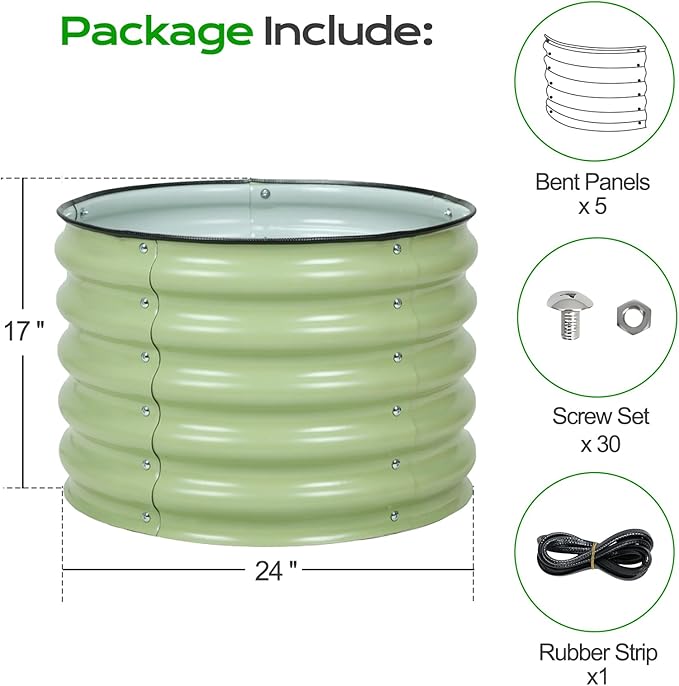 Aoodor 2 Pack 17" Tall 24" Metal Raised Garden Bed, Outdoor Planter Box and Raised Garden Kit for Vegetables, Flowers, and Herbs, Olive Green