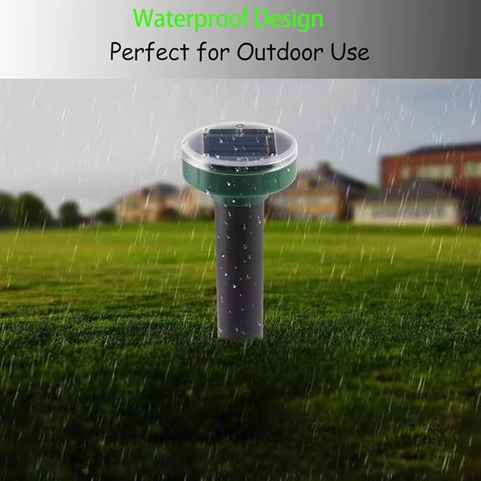8 Pack Mole Repellent Solar Powered Snake Repellent Ultrasonic, Gopher Repeller Sonic Mole Deterrent Spikes, Snake Gopher Vole Repellent Outdoor for Lawn Garden & Yard-Green