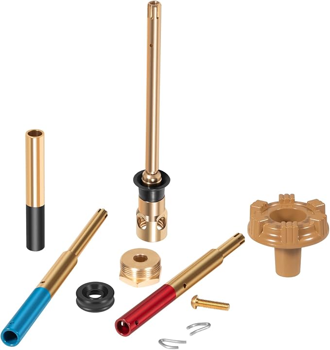 RK-ADJ-PRV Adjustable Rod Repair Kit, Compatible with Woodford 14 16 17 19 22 V22 Faucets, Universal PRV Upgrade Anti-Burst Design, Heavy-Duty Brass Stem & Metal Handle Repair Set (10pcs)
