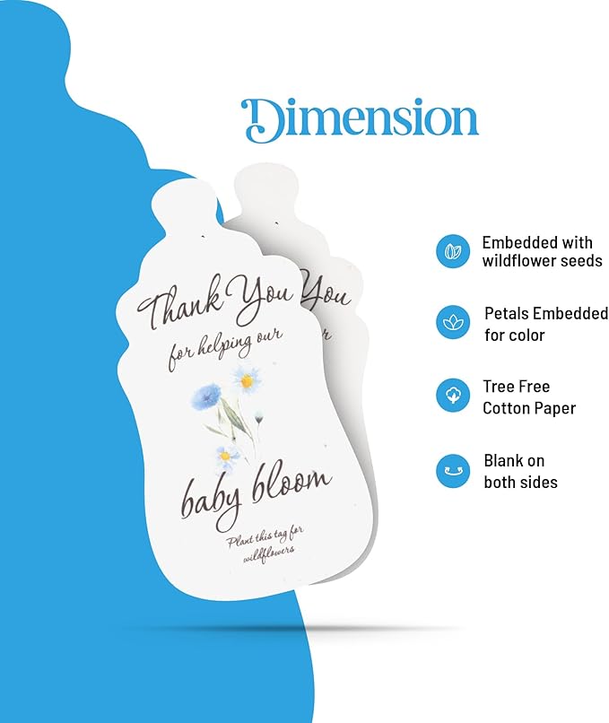 15pcs Blue Baby Bottles and 15-Set Planting Guide with Glassine Envelopes