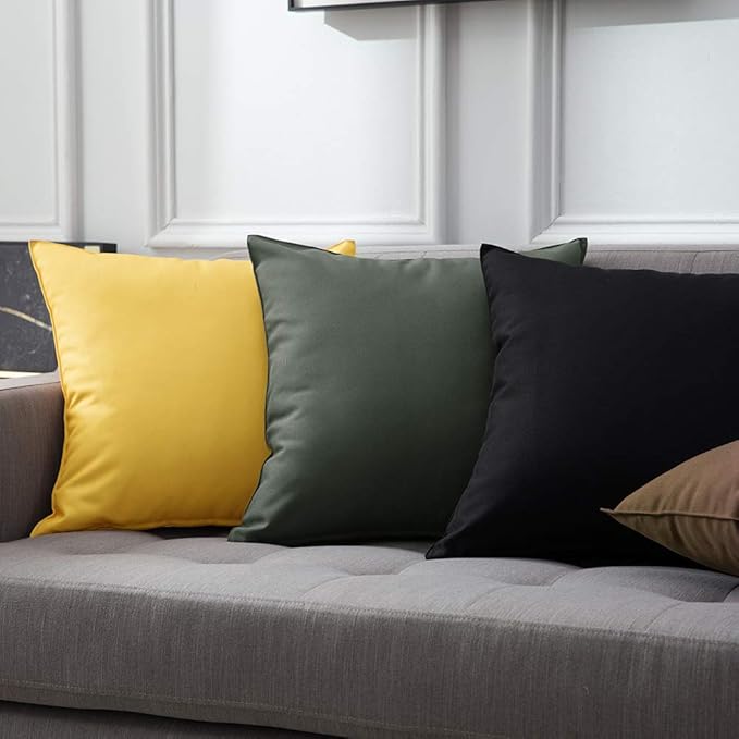 MIULEE Pack of 2 Decorative Outdoor Waterproof Pillow Covers Square Garden Cushion Sham Throw Pillowcase Shell for Spring Patio Tent Couch 24x24 Inch Black