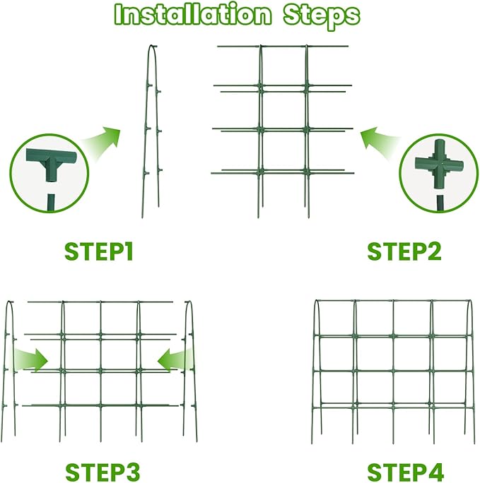 Cucumber Trellis for Raised Bed, U-Shape Garden Trellis for Climbing Plants Outdoor, Metal Arch Vegetables Trellis, Plant Support for Grape Vine Beans Squash Peas Flower