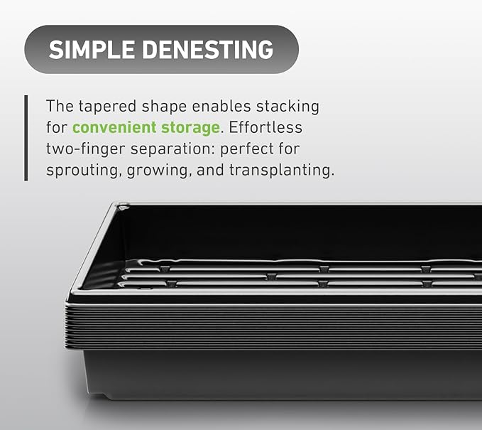 10x20 Inch Black Plastic 100 Pack Plant Propagation Tray – Growing Trays for Garden, Planting, Seedling, Soil & Hydroponic Horticulture - Microgreen Trays Grow Plants - No Drain Holes