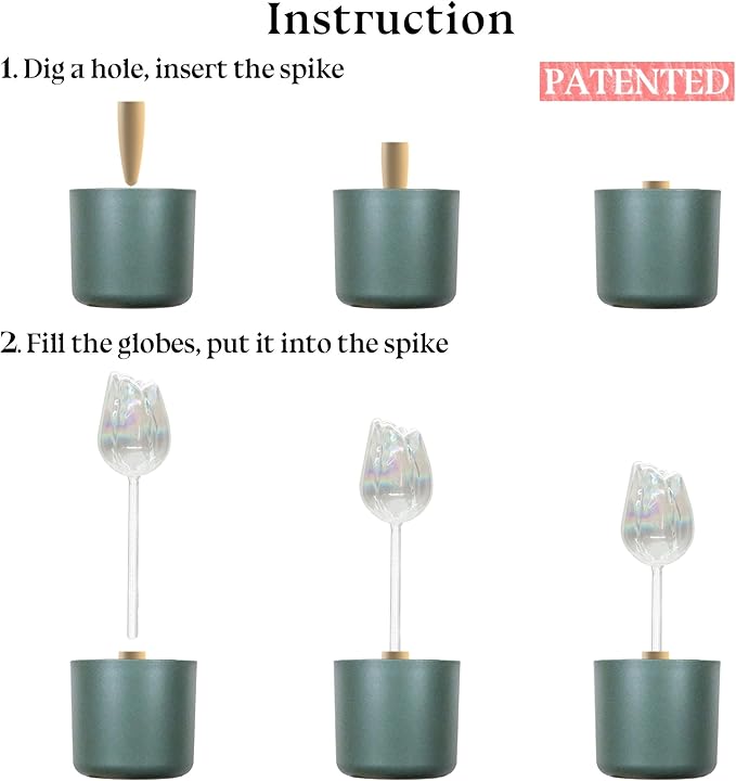 HyJeryty 3 Pack Non-Clogging Iridescent Tulip Plant Watering Globes with Terracotta Spikes, Hand Blown Glass Self Watering Planter Insert Plant Watering Devices Bulbs for Indoor and Outdoor Plants