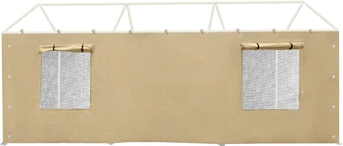 10 * 20 FT Carport Sidewall kit Panel Set of 4 with Mesh Windows and Double Head Zippers, 180G PE Waterproof & UV Protected Replacement Sidewall Cover, Beige