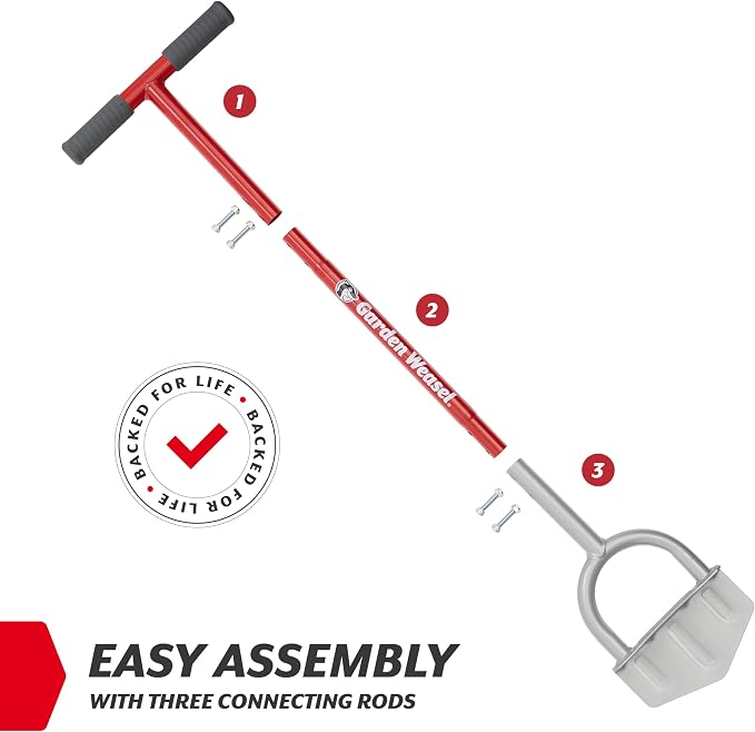 Garden Weasel Edger-Chopper Manual Lawn Edger Tool - Sod Cutter and Trenching Shovel for Clean Garden Borders - Ergonomic Handle and Carbon Steel Blade Latest Model 91714-3 | Gift for Dad