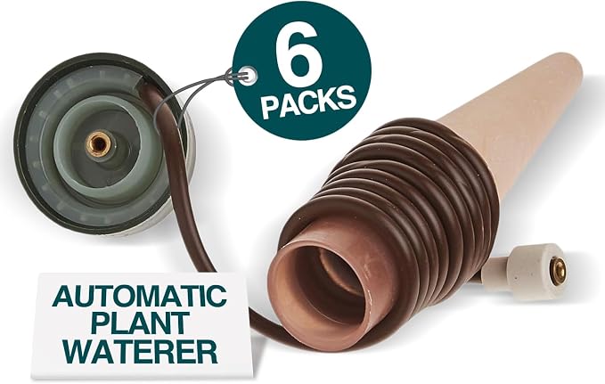 Blumat Classic Self-Watering Stakes - Prevents Overwatering and Underwatering for Healthy Growth While You are Away - Ideal for Indoor Plant Watering, 6 Pack, w Adapter
