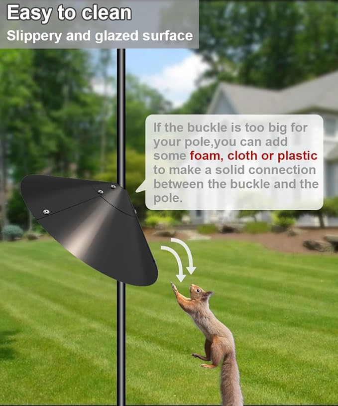 Garbuildman Metal Squirrel Baffle for Bird Feeder Pole, Outside Pole Mount Bird House Guard for Outdoor Shepherd’s Hook, 19 Inch, 2 Pack