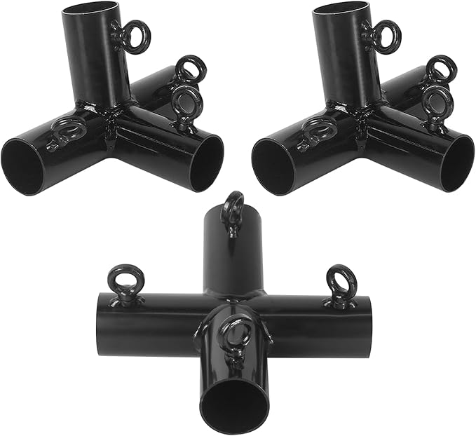 Aoneky 1" Corner Canopy Connector Kit for 3/4 Inch EMT Pipe, Universal Expansion Fittings to Add 2 Legs to Canopy Carport Frame, 156 Degree Peak Angle, Black (2-Legs Set)