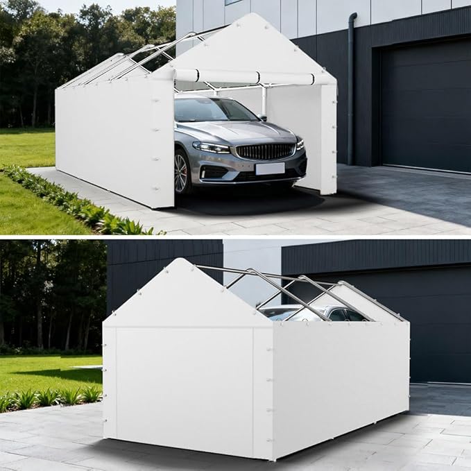10 * 20 FT Carport Replacement Sidewall kit Panel Set of 4, 180G PE Waterproof & UV Protected Replacement Sidewall Cover, White