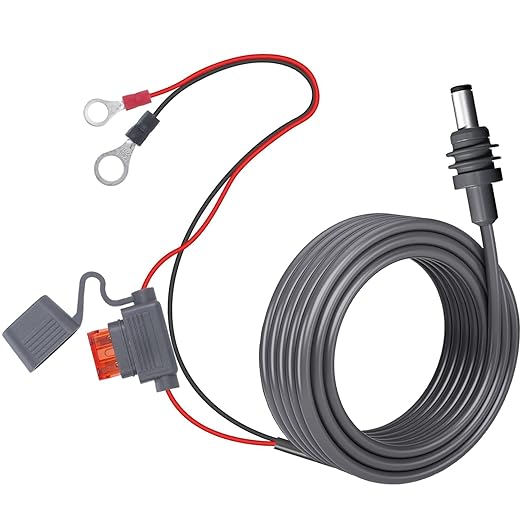 Starlink Mini Direct Battery Power Cable, 5M/16.4FT, 18AWG DC Power Cable with Fuse Holder for Starlink Mini, 12V-48V Input, Battery Ring Terminals for RV, Boat, Off-Grid Solar (5M)