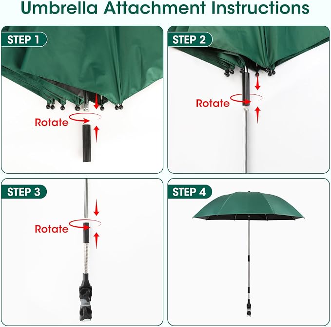 2-in-1 Garden Kneeler with Umbrella, Garden Kneeling Bench & Green Umbrella, Portable Garden Stool Loads Capacity 330lb and Garden Tools Bag with bottle holder, Gardening Gifts for Women,Men,Seniors