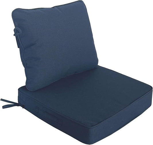 Goodgoods 19"x19" Outdoor Universal Cushion Set of 1 Water-Proof Stain-Resistant UV Resistant Weather Resistant High Resilience Foam Patio Cushions with Handles & Ties Navy Blue