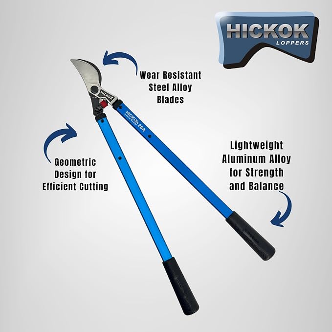 Hickok 나무 다듬기용 튼튼한 로퍼 - 긴 손잡이가 있는 66cm(26인치) 가지 커터 및 전지 가위 | 경량 알루미늄 나무 트리머 | 전문가 등급 전지가위 미국산