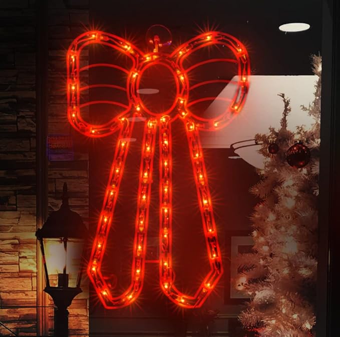 Christmas Window Silhouette Lights, 50 Count Incandescent Mini Light, Red, for Holiday Indoor Wall Door Glass Decor