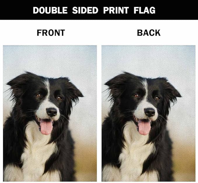 AOYEGO Border Collie Dog House Flags 28 x 40 Double Sided Burlap Dog Pets Puppies Black and White Yard Flags Spring Summer Farmhouse Seasonal Outdoor Flag