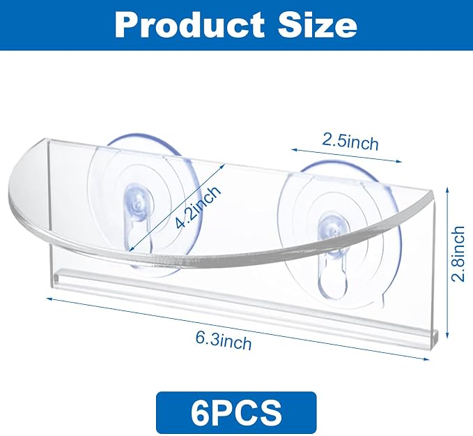 YAYODS 6 Pcs Aquarium Shelf, Acrylic Window Plant Shelf Suction Cup Shelf for Indoor Plant Substrate, Fish Tank, Seed Starter Pots