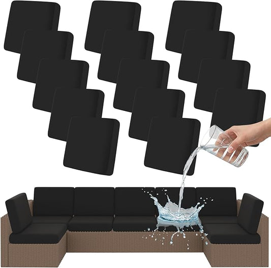 Smiry Waterproof Patio Cushion Covers, Stretch Outdoor Couch Slipcovers Replacement Washable Furniture Protector Sofa Chair Seat Cover for Dogs and Pets (14 Pcs, Black)