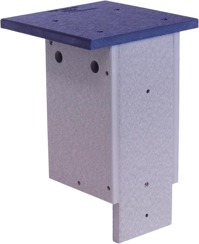 Bluebird House, Post Mount, Amish-Made with 100% Recycled Poly Lumber (Patriot Blue and Gray)