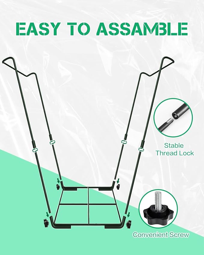Joyhalo Outdoor Trash Bag Holder Stand - 2 Pack Heavy Duty Metal Garden Garbage Bag Support Frame for 30-45 Gallon Capacity, Multi-Use Portable Yard Leaf Bag Stand