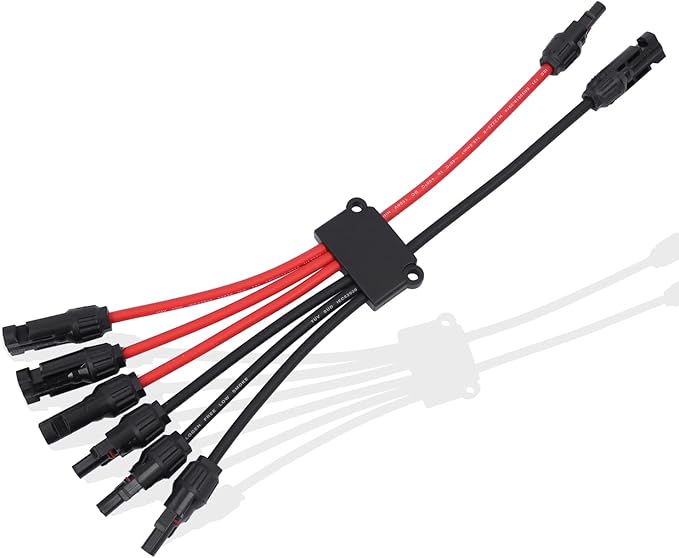 Solar Parallel Connectors for 3 Solar Panels, Tool-Free MC4 Solar Cable Splitter, Y Branch Solar Panel Splitter, 2 to 6 Solar Parallel Adapter IP68 Waterproof (FMMM/MFFF)