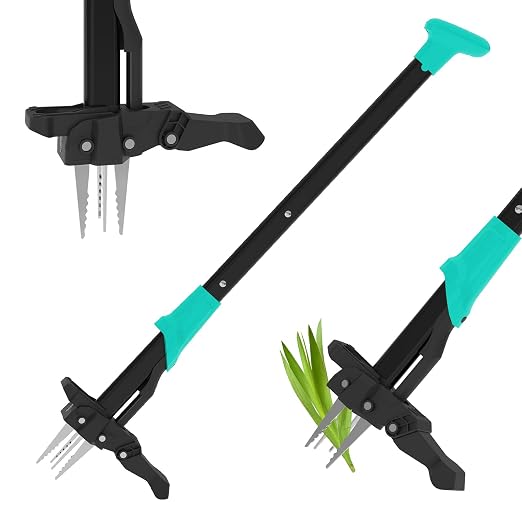 DEXSO Weed Puller Tool with Long Handle- 4-Claw Stand Up Remover 40" Easy-Eject Mechanism Manual Weeders Weeding Tools Gardening