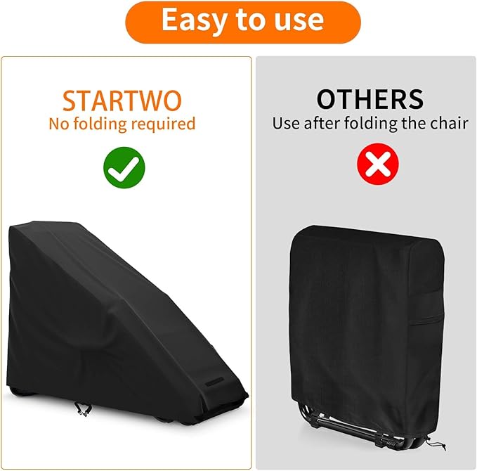 STARTWO Zero Gravity Chair Cover Outdoor Waterproof Folding Lounge Armchair Cover for Zero Gravity Chair with Storage Bag, Black