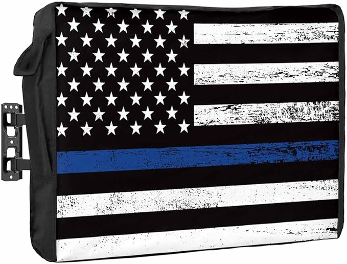 DecorLovee Blue Vintage American Flag Outdoor TV Cover 36 to 39 Inches Weatherproof & Waterproof, USA Flag Outdoor TV Enclosure with Remote Control Pocket, Retro TV Screen Protectors for Outside TV