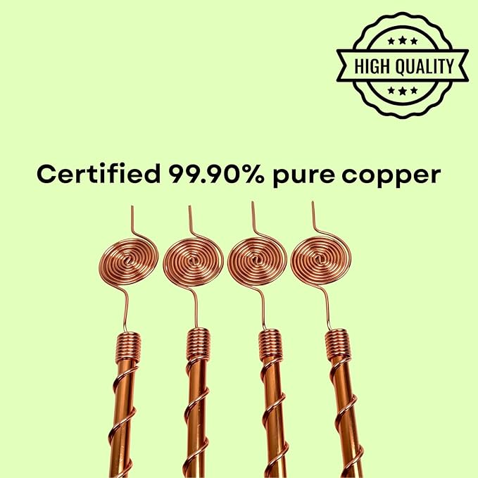 369 Spiral Copper Electroculture Antennas – 99.90% Pure Copper 369 Spirals for Organic Plant Growth, Soil Energy Boost & Root Development (4-Pack) – Eco-Friendly Gardening Tool