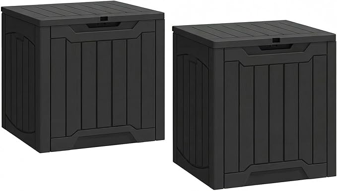 YITAHOME 31 Gallon Deck Boxes Set of 2, Lockable Outdoor Storage Bins for Patio Cushions, Garden Tools, Weather-Resistant Resin Storage Solution, Black