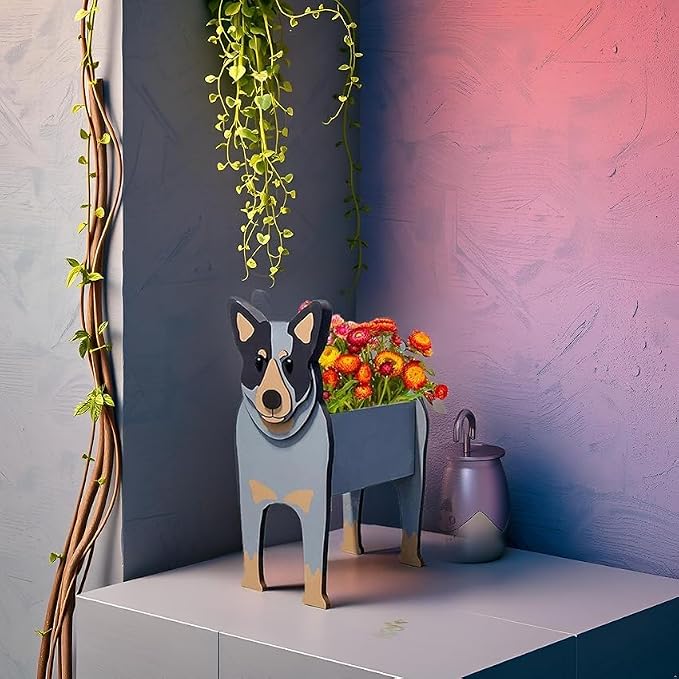 Australian Cattle Dog Planter Plant Pots,Cute Large Dog Flower Planter,Gifts for Pet Lovers,Unique Animal Plant Pots,Office,Indoor Outdoor Garden Decor(9.84 * 8.57 * 17in)