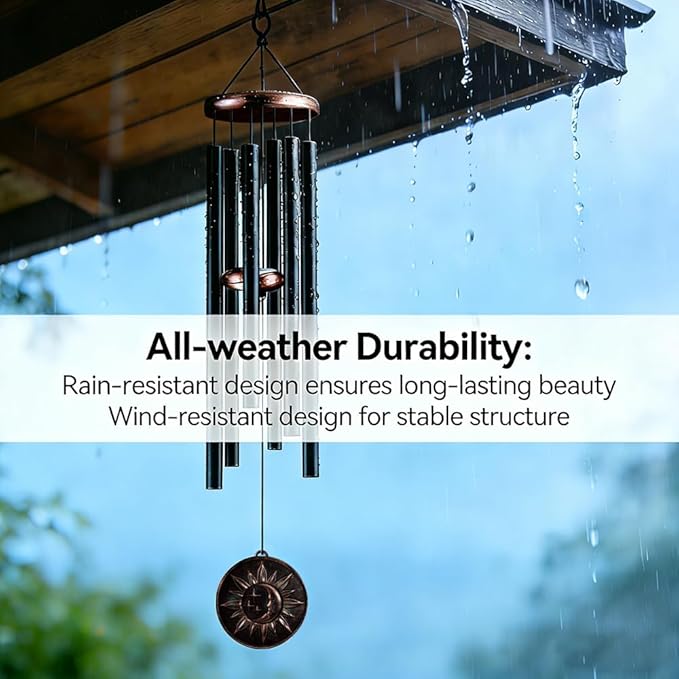 Wind Chimes for Outside, Vintage Sun Moon Star Deep Tone Wind Chime Outdoor Clearance, Patio Porch Balcony Decoration, Garden Decor Birthday Gifts for Women Mom Grandma (34" Sun Moon Star)