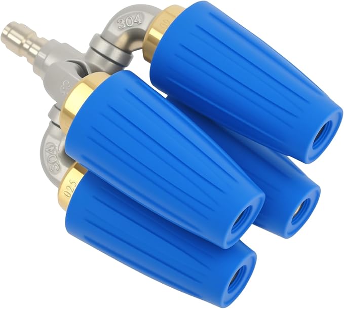 4-in-1 Turbo Nozzle for Pressure Washer, 360° Rotating Power Washer Nozzle Tip, 304 Stainless Steel & Brass, 5000 PSI Best Performance / 7000 PSI Max, 5–10 GPM, 1/4" Quick Connect
